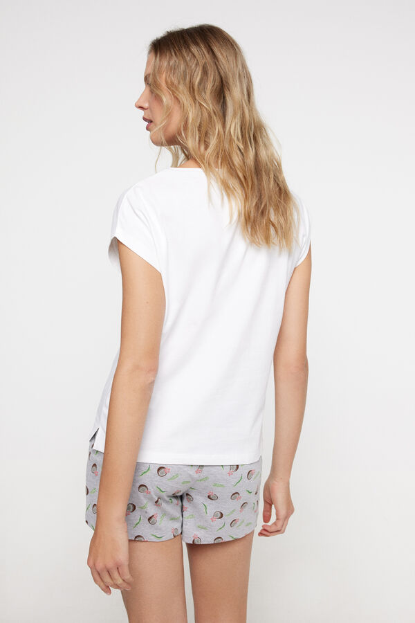 Fifty Outlet Pijama curto algodao estampado Estampado branco