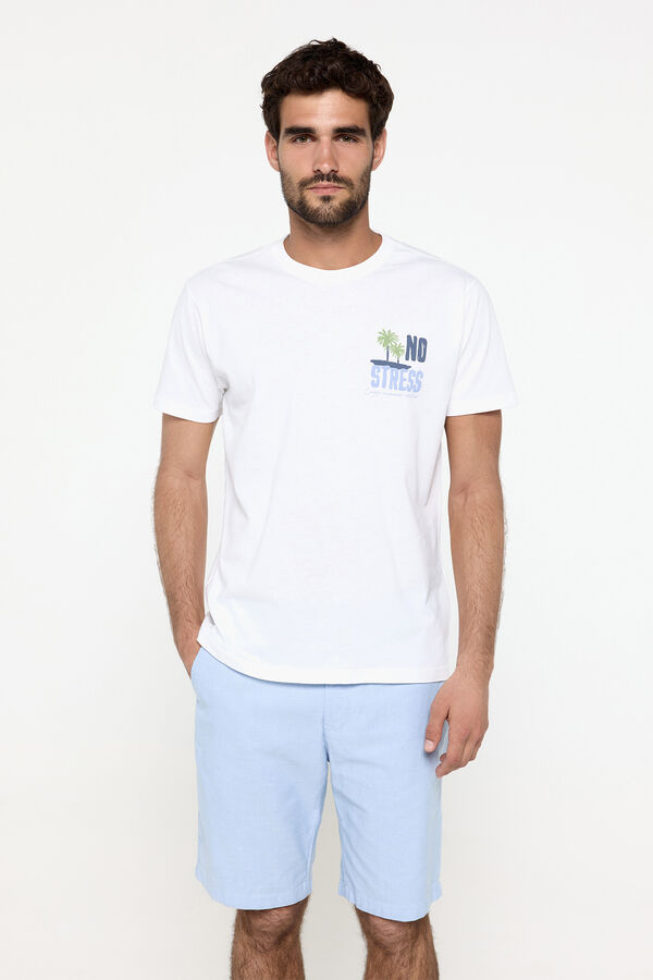 Fifty Outlet Bermudas oxford de algodão Azul indigo