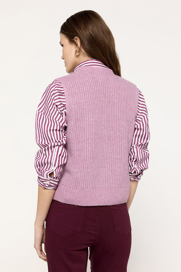 Milano Top colete de malha grosso com bot&otilde;es frontais Rosa