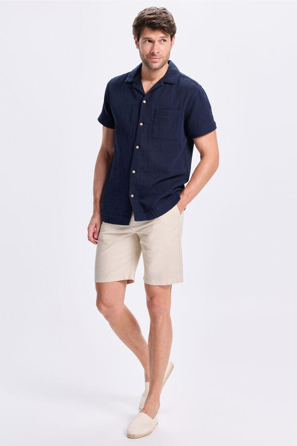 Milano Camisa de lapela curta Marinho