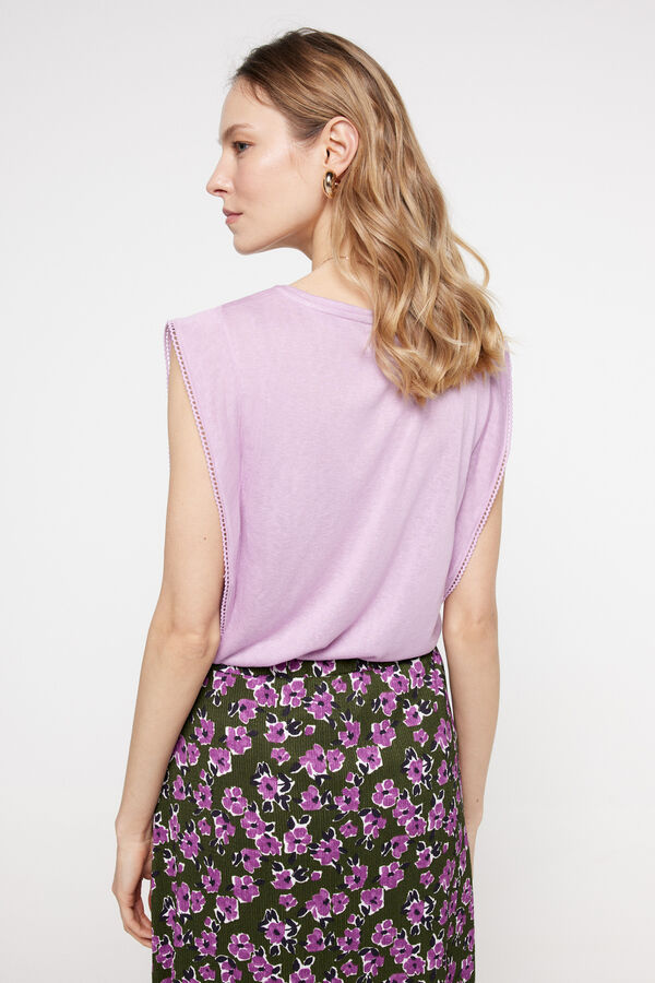 Fifty Outlet T-shirt efeito linho folho Púrpura
