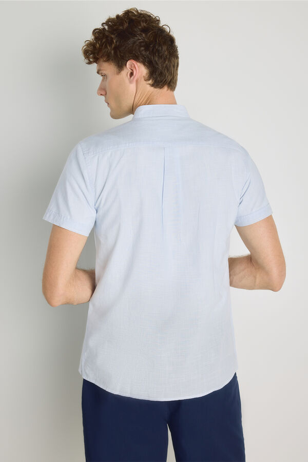 Milano Camisa de riscas de manga curta Azul claro