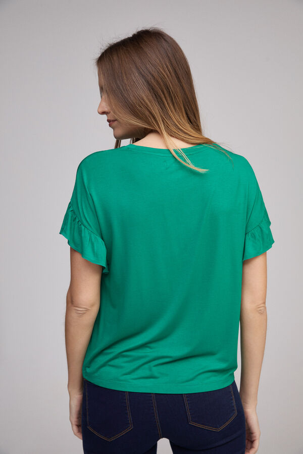 Fifty Outlet Camiseta volante fruncido Verde