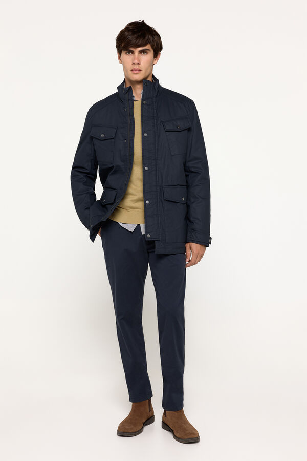 Milano Chaqueta Efecto Encerado Navy