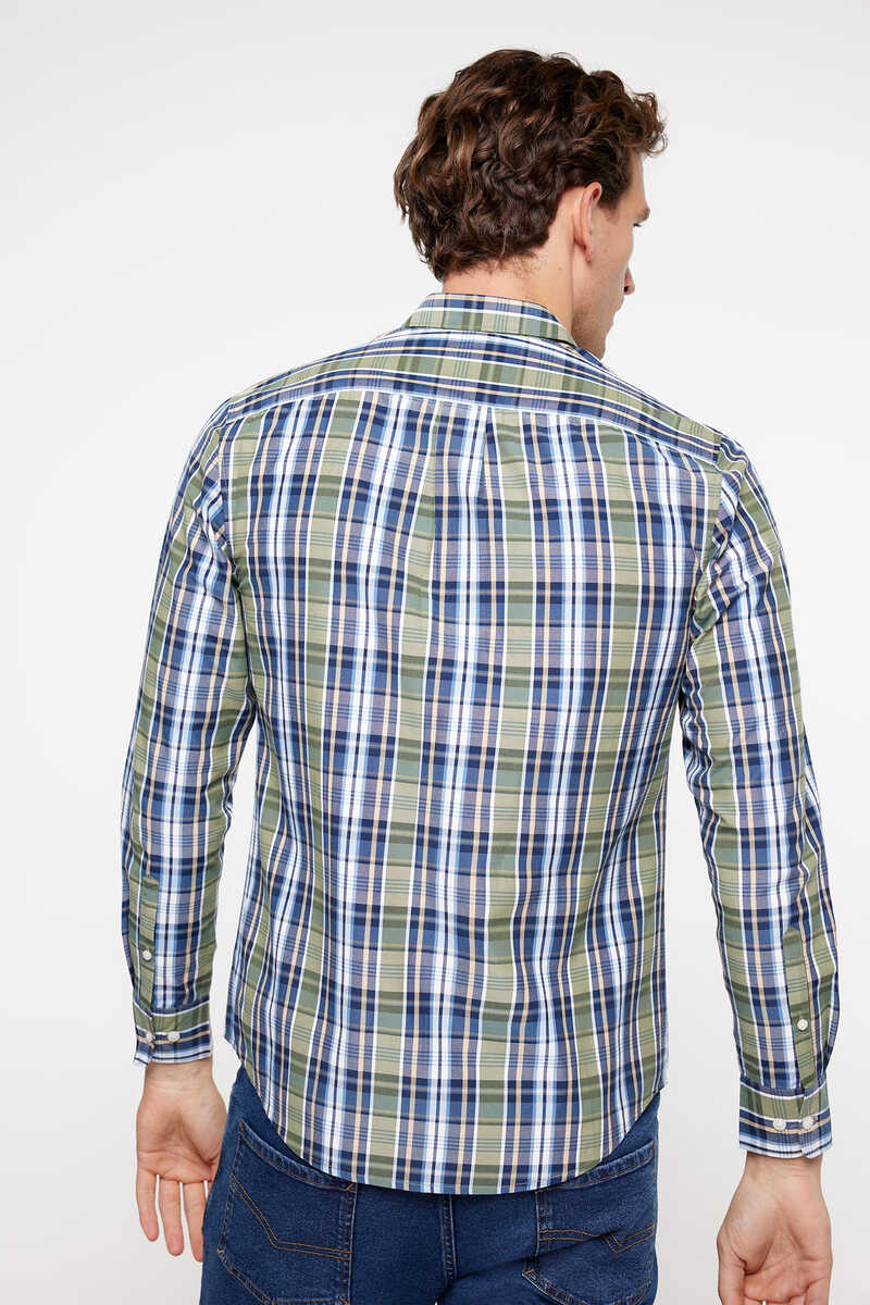 Fifty Outlet Camisa Popelín Cuadros green