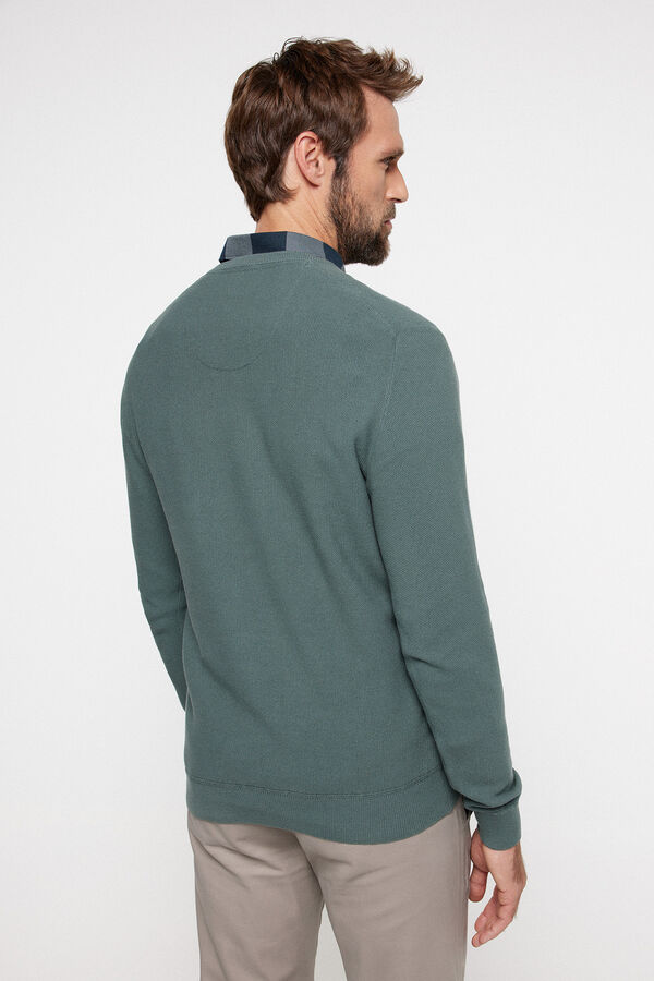 Fifty Outlet Jersey cuello caja microestructura Verde
