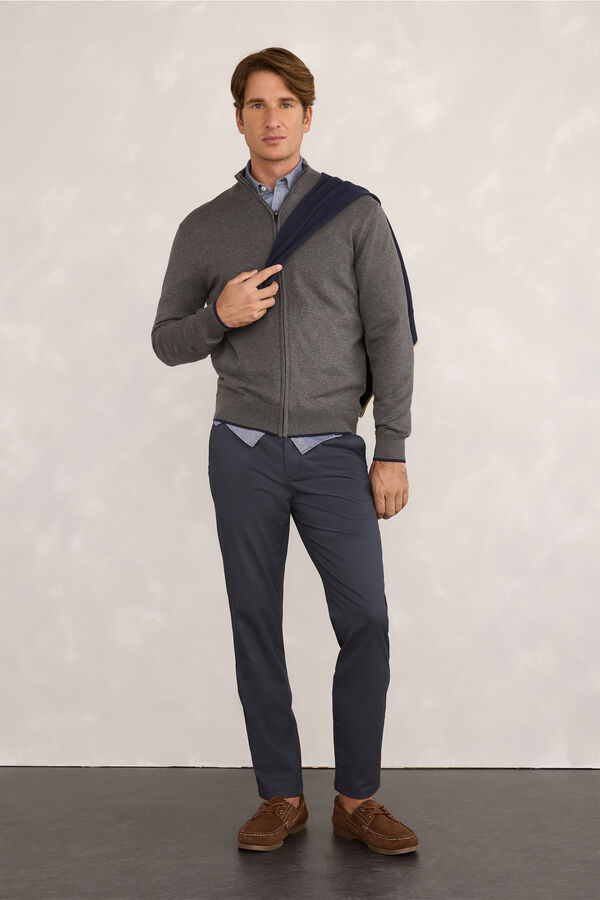 Milano Cardigan canelado Cinzento oscuro