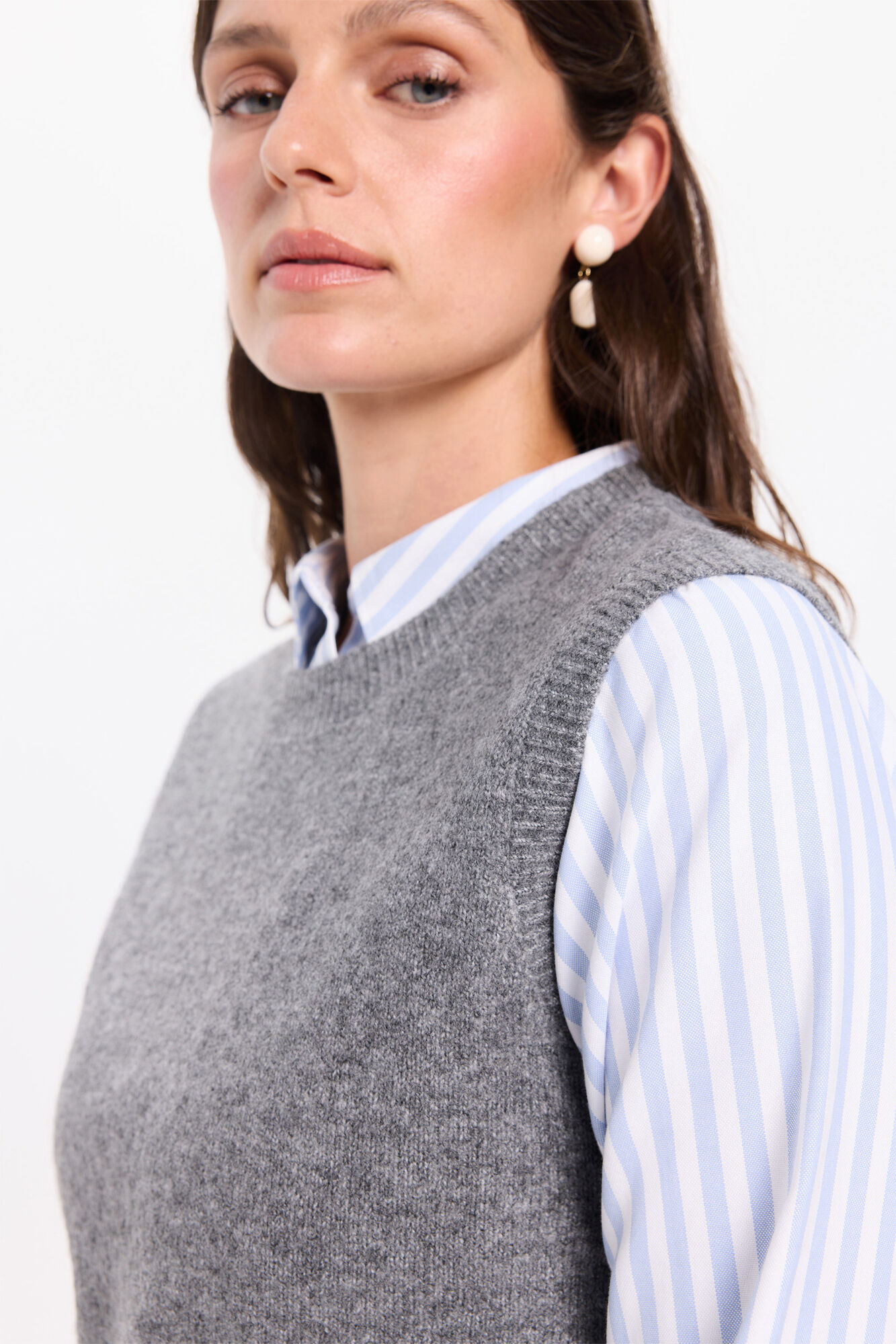 Milano Chaleco de punto cuello caja