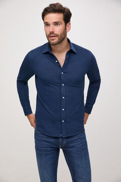 Fifty Outlet Camisa Piqué Oxford azulado