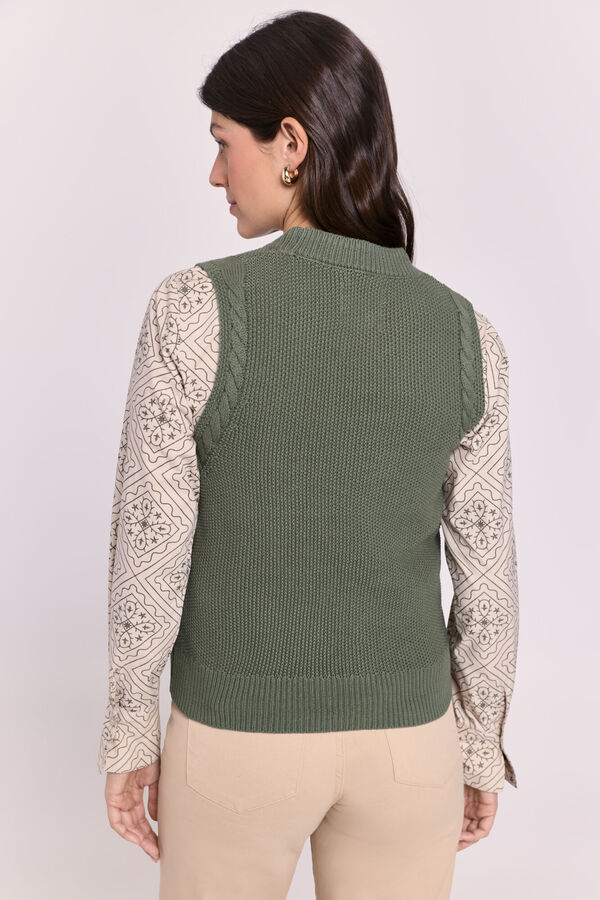 Milano Chaleco de punto con trenzas Kaki Oscuro