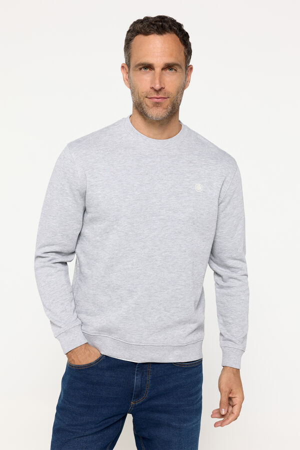 Fifty Outlet Sweatshirt com gola caixa bordada Cinza medio