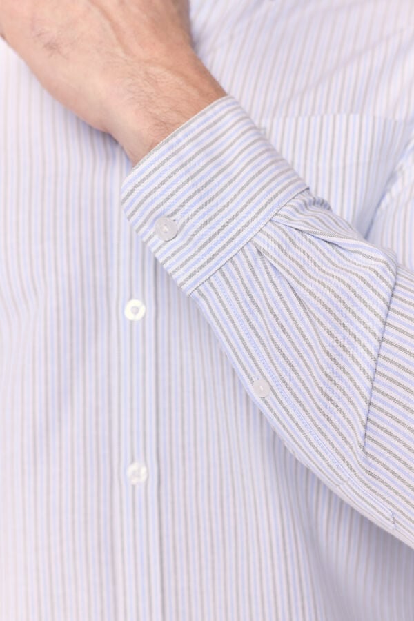 Milano Camisa de manga comprida &agrave;s riscas C&aacute;qui