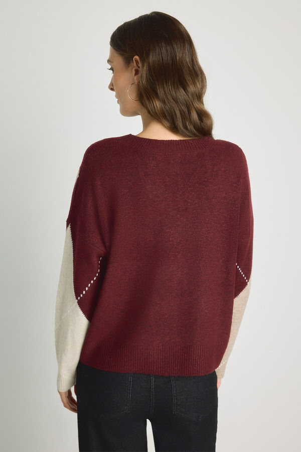 Milano Camisola gola redonda com jacquard Bordeaux