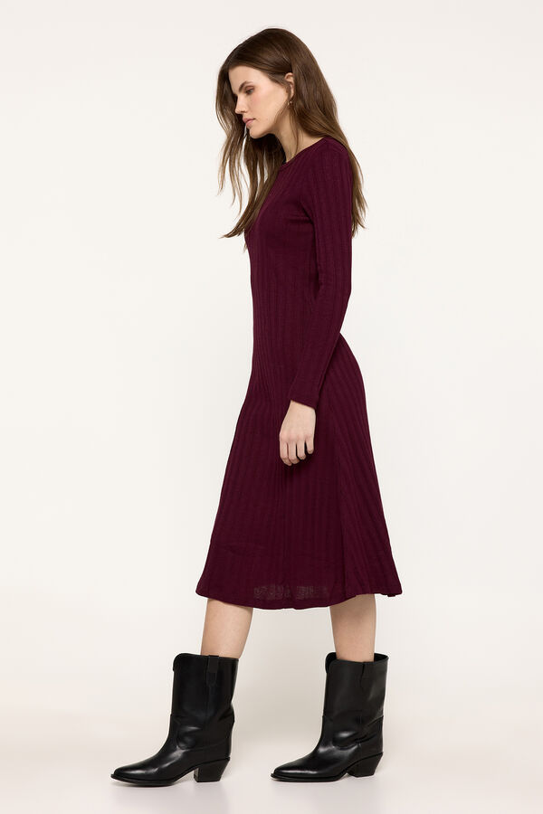 Milano Vestido midi canelado Bordeaux