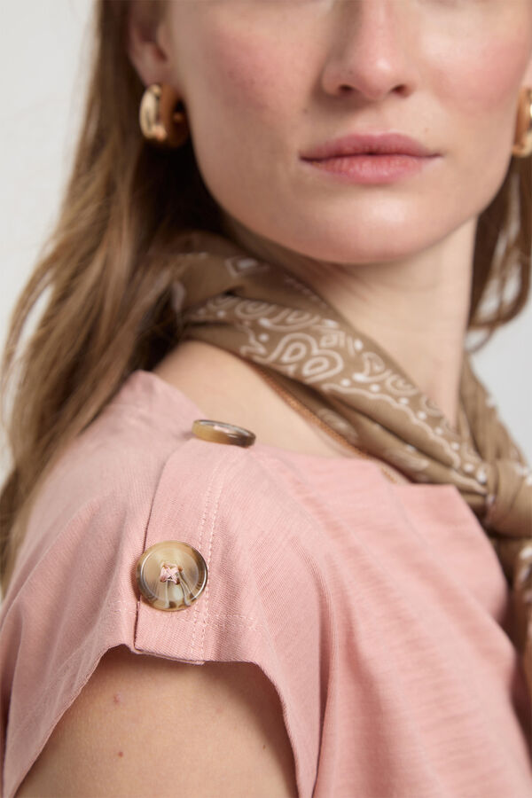 Milano T-shirt com botões nos ombros Rosa