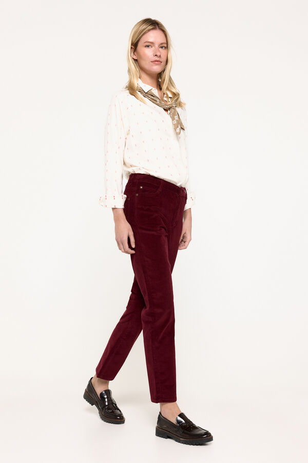 Milano Pantal&oacute;n cinco bolsillos pana Granate