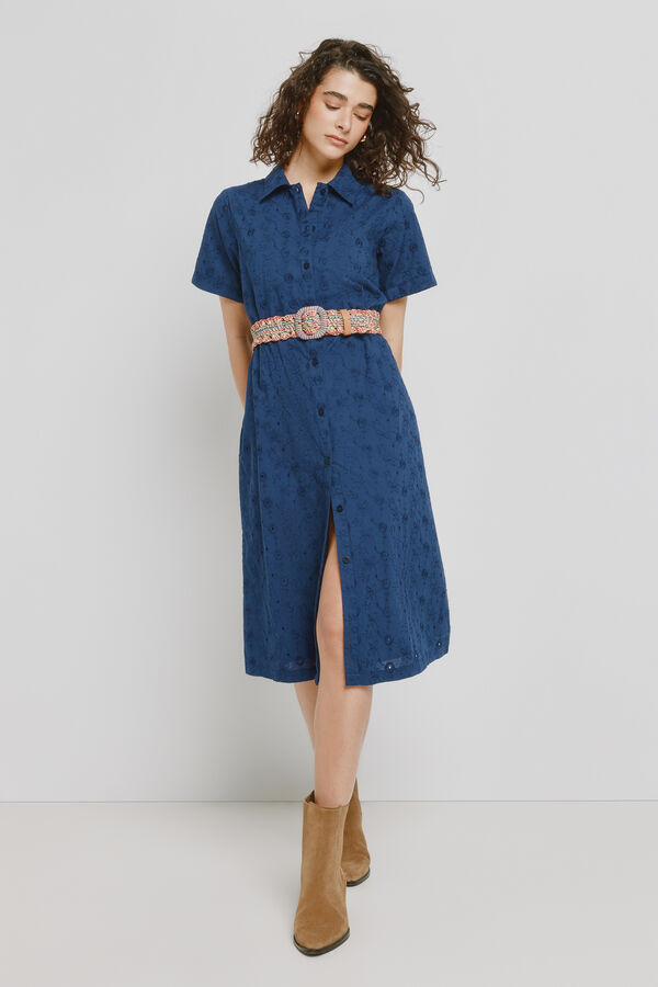 Milano Vestido denim escote pico Navy