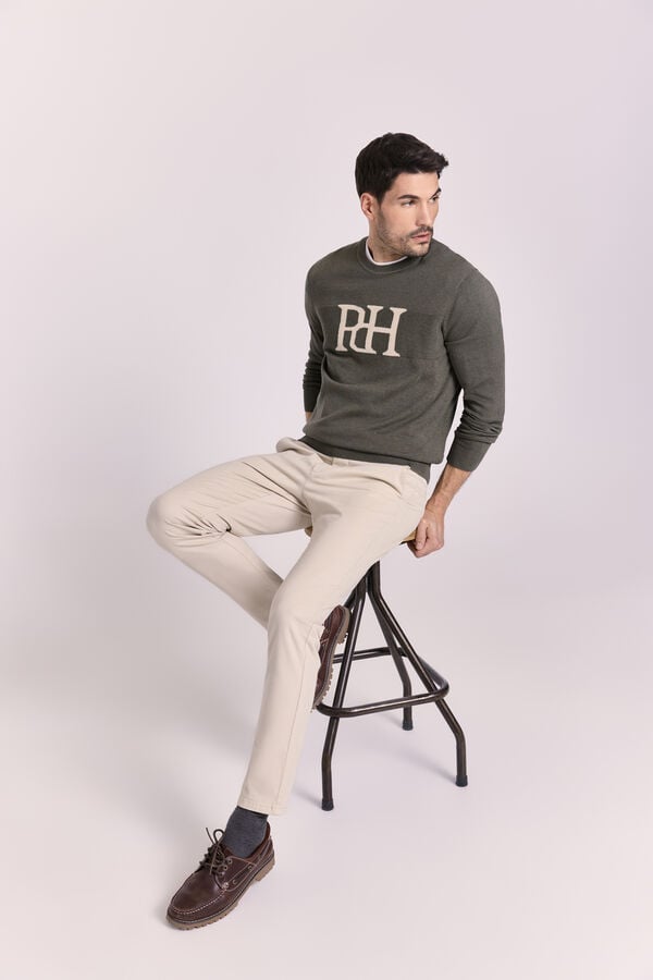 Pedro del Hierro Jersey de punto logo Kaki Oscuro