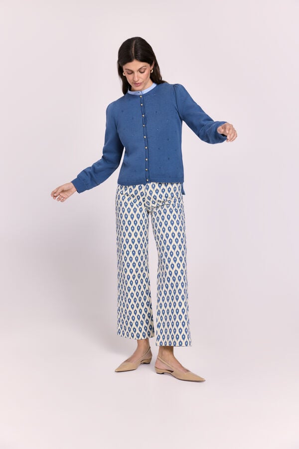 Milano Cardigan de punto manga abullonada Azul