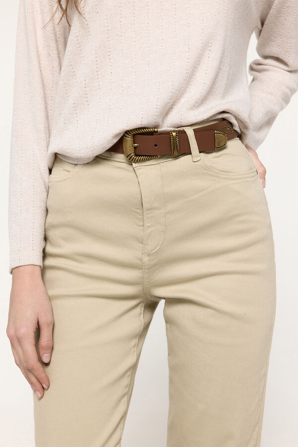 Milano Cal&ccedil;a com cinco bolsos Bege