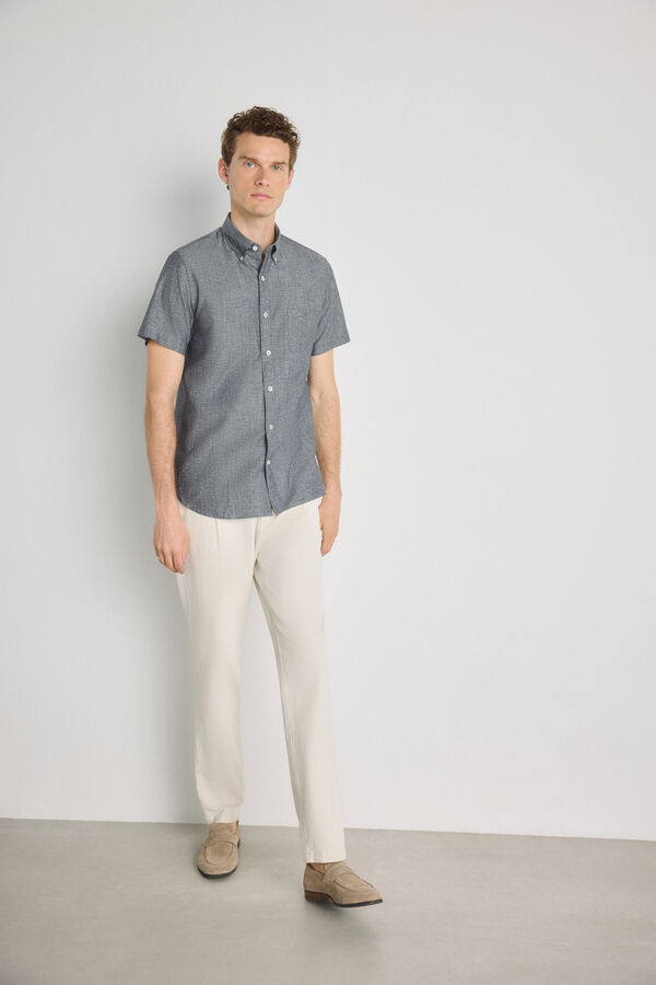 Pedro del Hierro Camisa lisa de manga curta Marinho