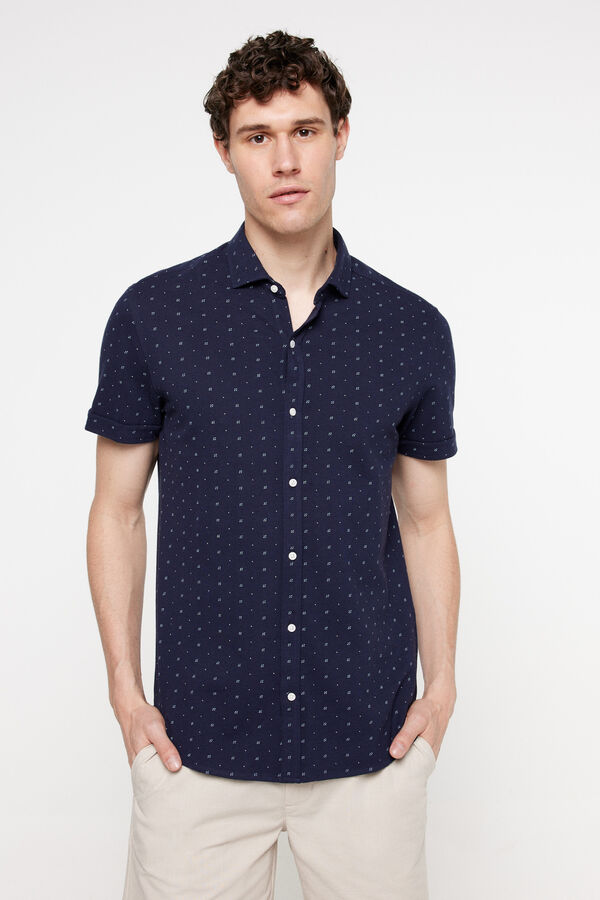 Milano Camisa Piqu&eacute; estampada Navy