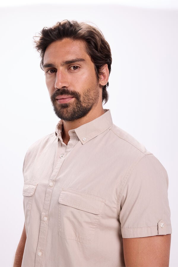 Milano Camisa popelina lisa Bege