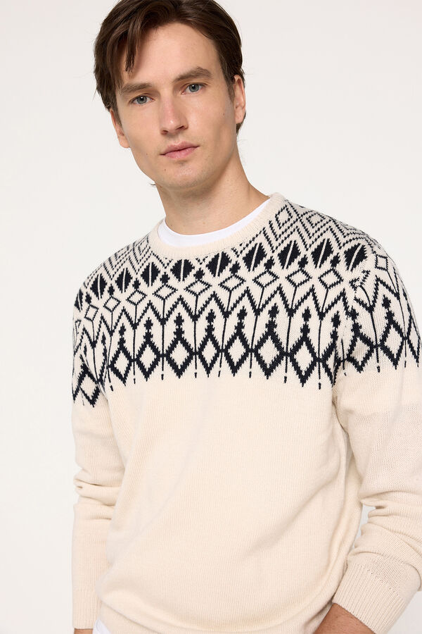 Milano Jersey cenefas cuello caja Marfil