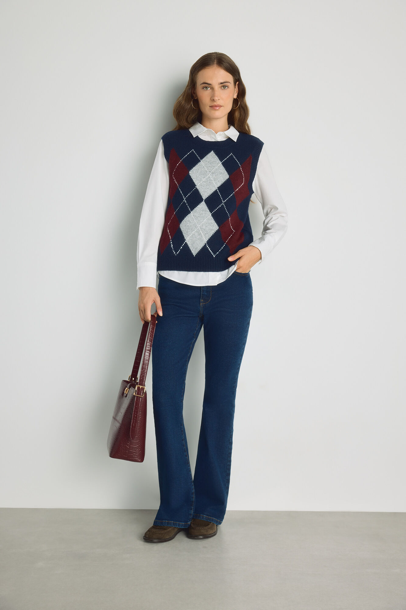 Milano Colete gola redonda com jacquard