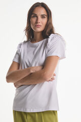 Fifty Outlet Camiseta volantes sostenible Blanco
