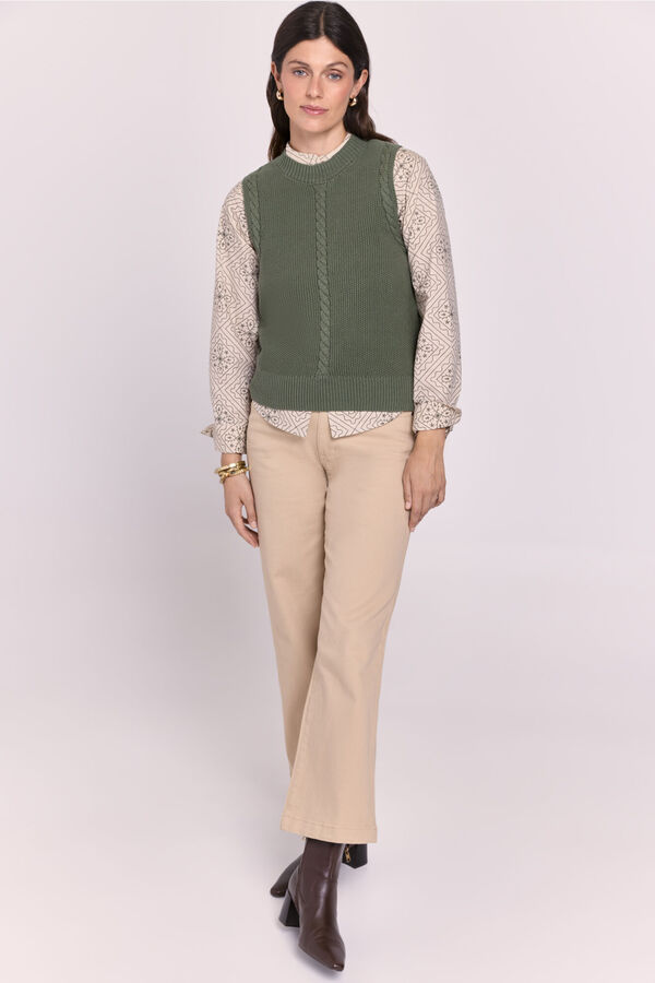 Milano Chaleco de punto con trenzas Kaki Oscuro