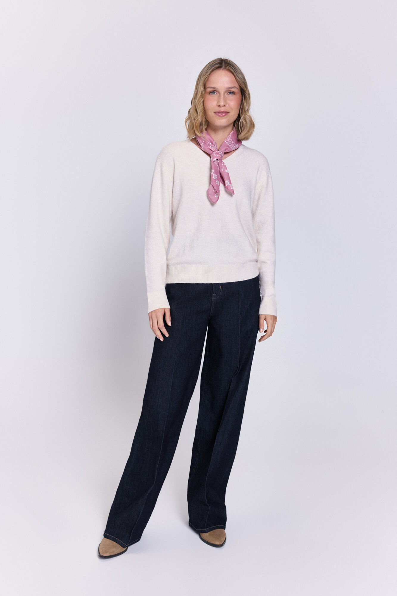 Milano Jersey punto liso cuello pico