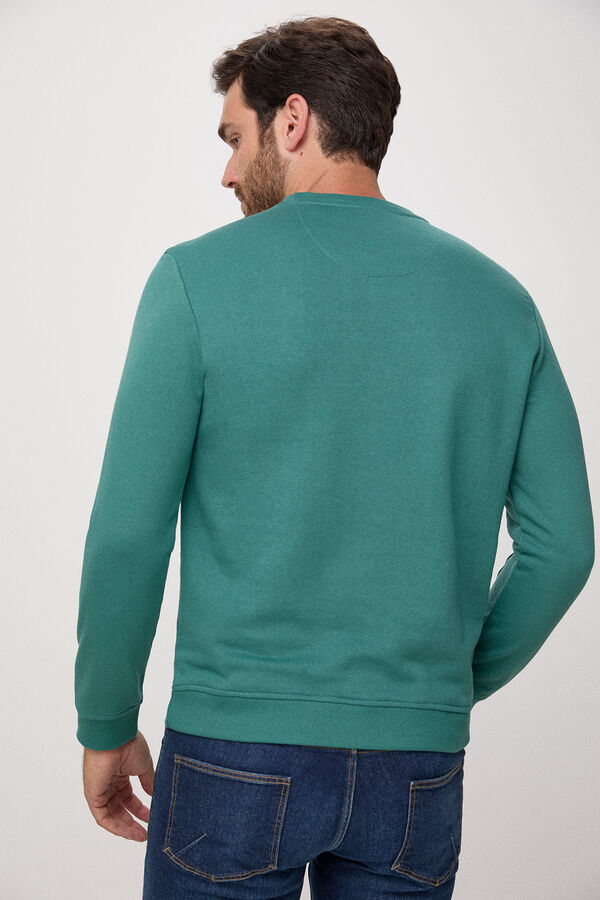 Fifty Outlet Sweatshirt gola caixa com logo bordado no peito Verde