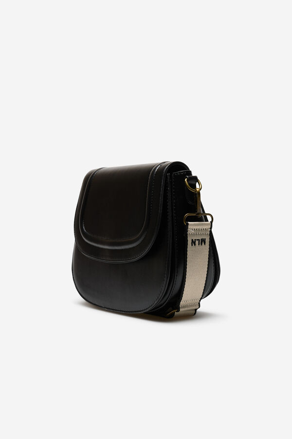 Milano Bolsa de mala de tiracolo com lapela. Preto