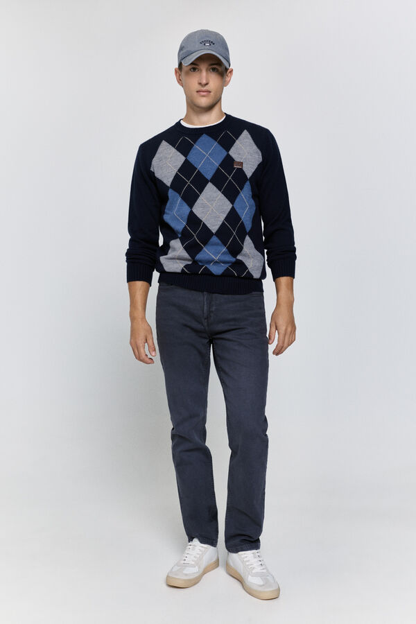 Pedro del Hierro Camisola de gola caixa redonda em formato de diamante Marinho