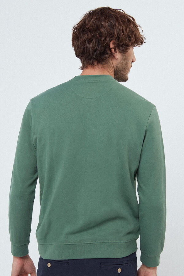 Fifty Outlet Sweatshirt gola caixa confecionada com mistura algodão Verde