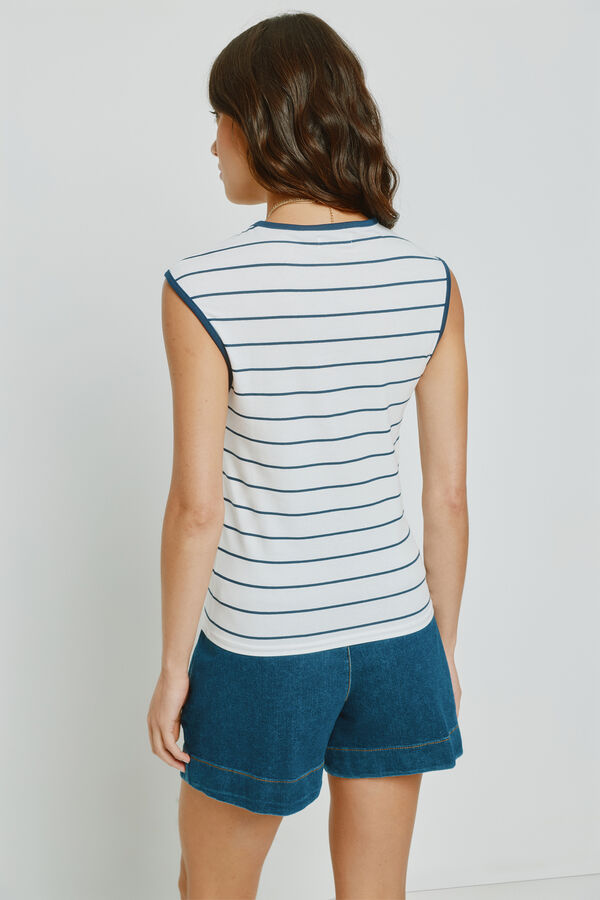 Milano Camiseta rayas manga corta Blanco