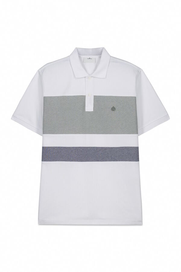 Springfield Polo de riscas de manga curta Branco