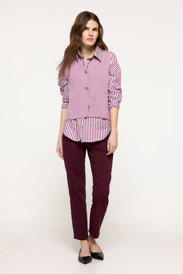 Milano Top colete de malha grosso com bot&otilde;es frontais Rosa