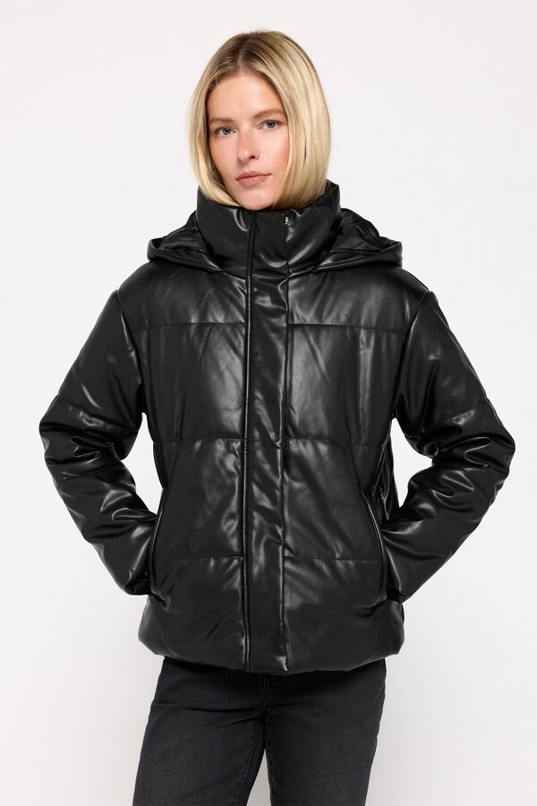 Milano Abrigo corto acolchado efecto piel Negro
