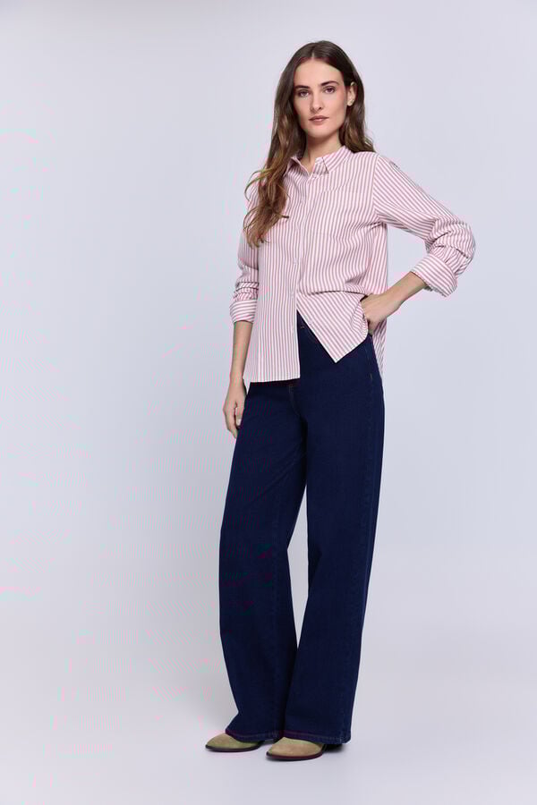 Milano Camisa oxford riscas Rosa