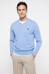 milano Jersey cuello pico calidad algod&oacute;n Azul
