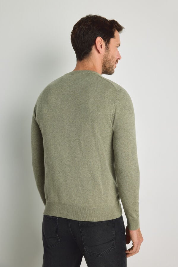 Pedro del Hierro Camisola gola caixa C&aacute;qui