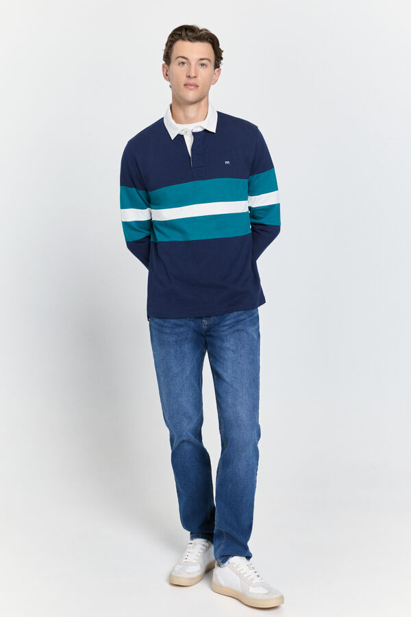 Milano Polo estilo rugby Marinho