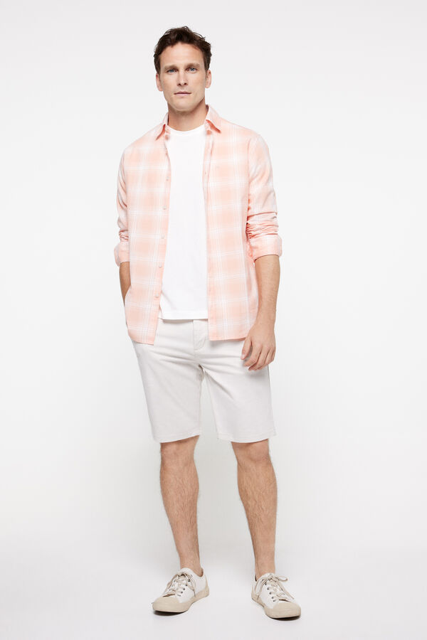 milano Camisa Slub Cuadros Bordeaux