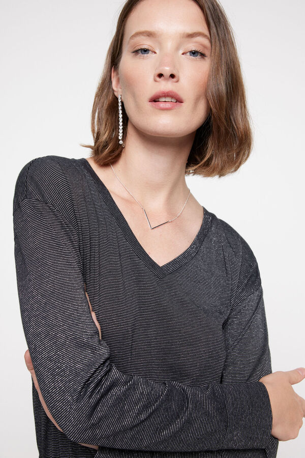 Milano Camiseta Rayas Lurex Gris Claro