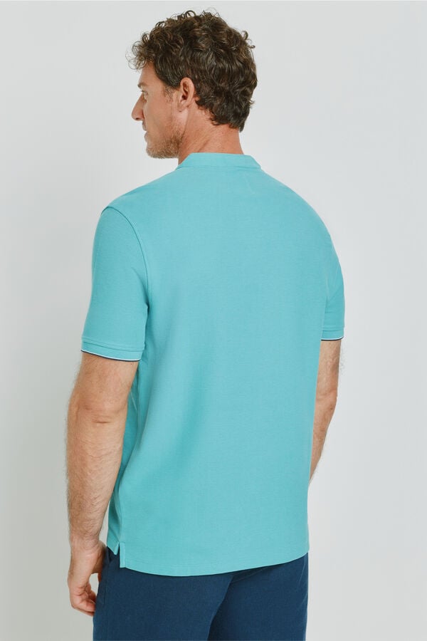 Milano Polo de manga curta com gola mao Azul
