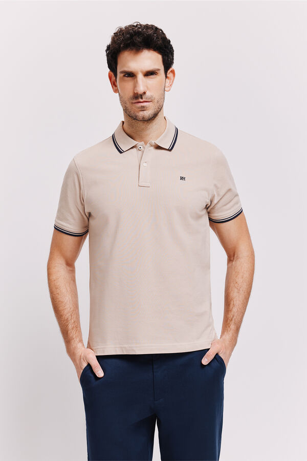 Pedro del Hierro Polo manga curta Camel