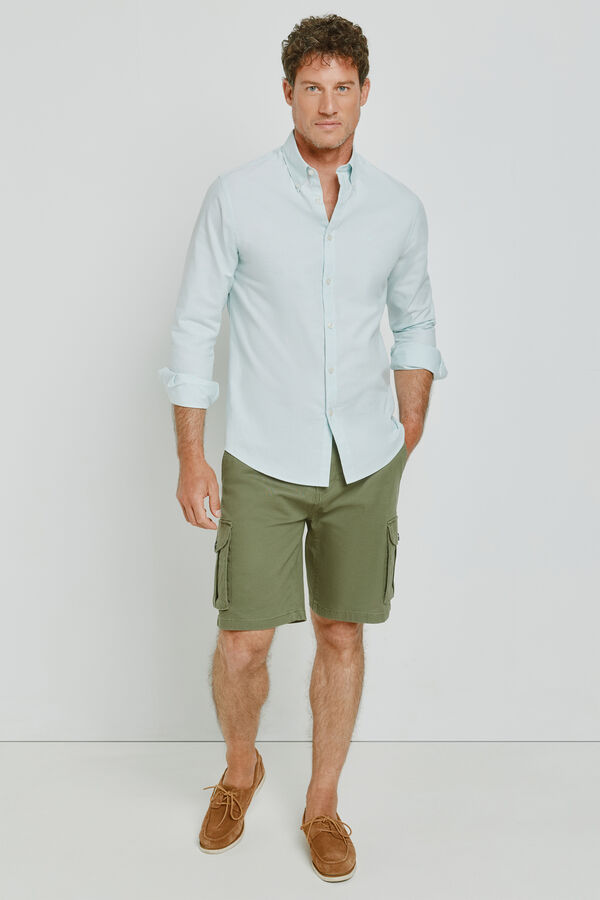 Milano Camisa estructura manga larga Azul