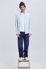 Milano Camisa oxford riscas Estampado azul